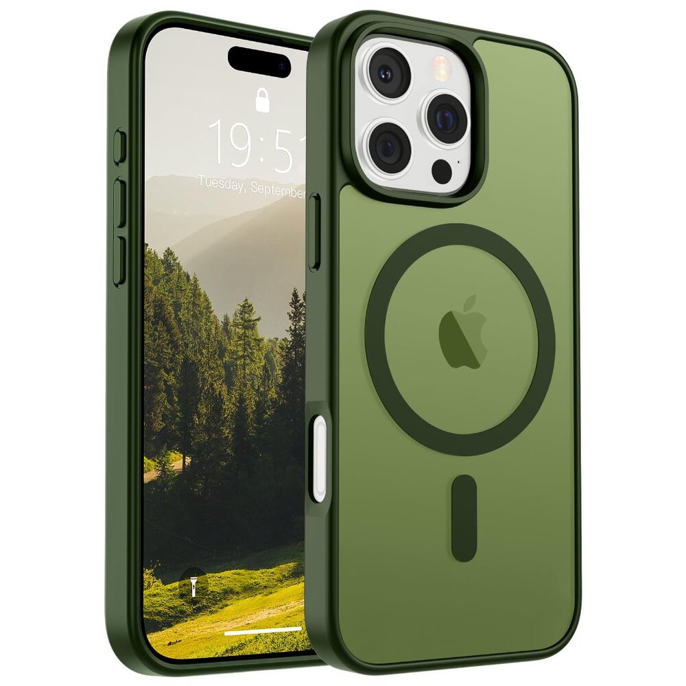 SUPFINE Magnetic for iPhone 16 Pro Case. Green Slim Translucent Matte Shockproof